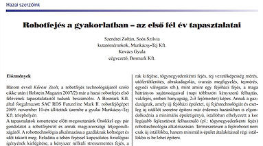 Holstein 2010.03<br />
Robotfejés a gyakorlatban