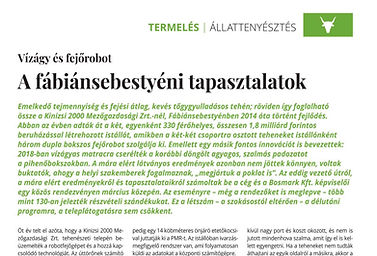 Vízágy és fejőrobot- fábiánsebestyéni tapasztalatok